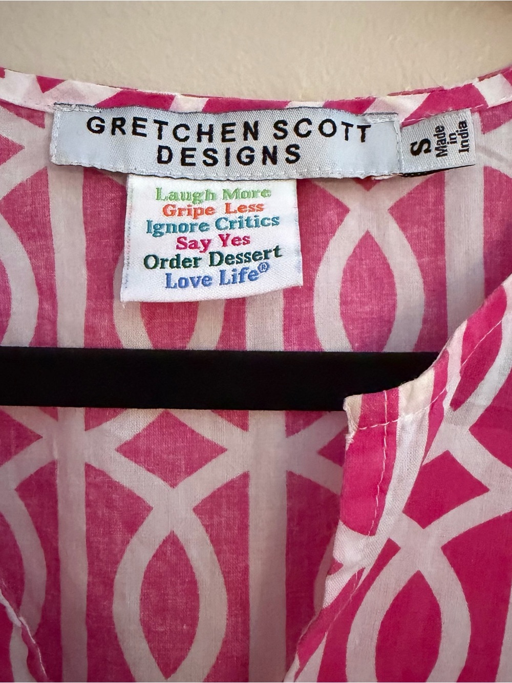 Gretchen Scott Designs Pink White Geometric Tunic Top Dress Size S - Picture 4 of 8